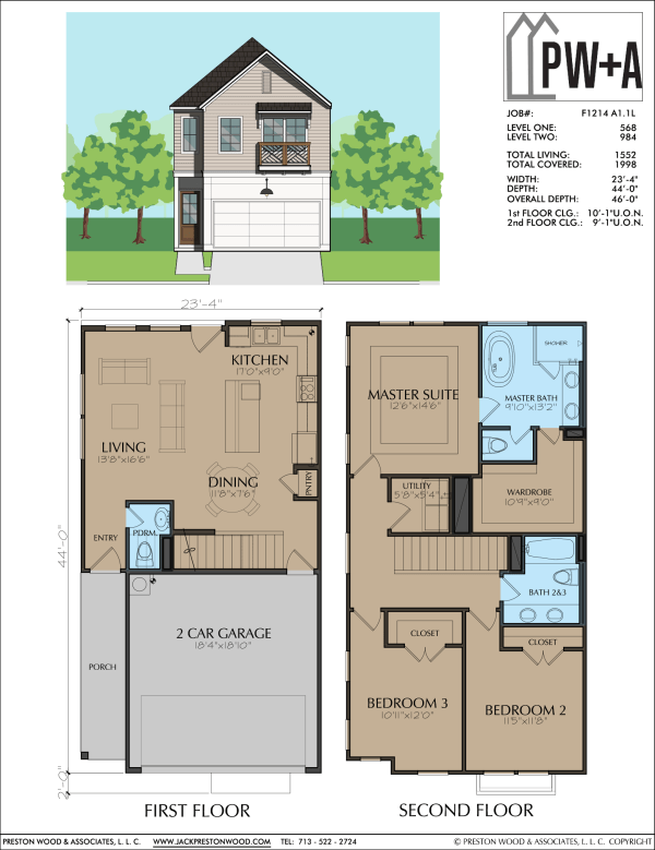 Two Story Townhome Plan F1214 A1.1