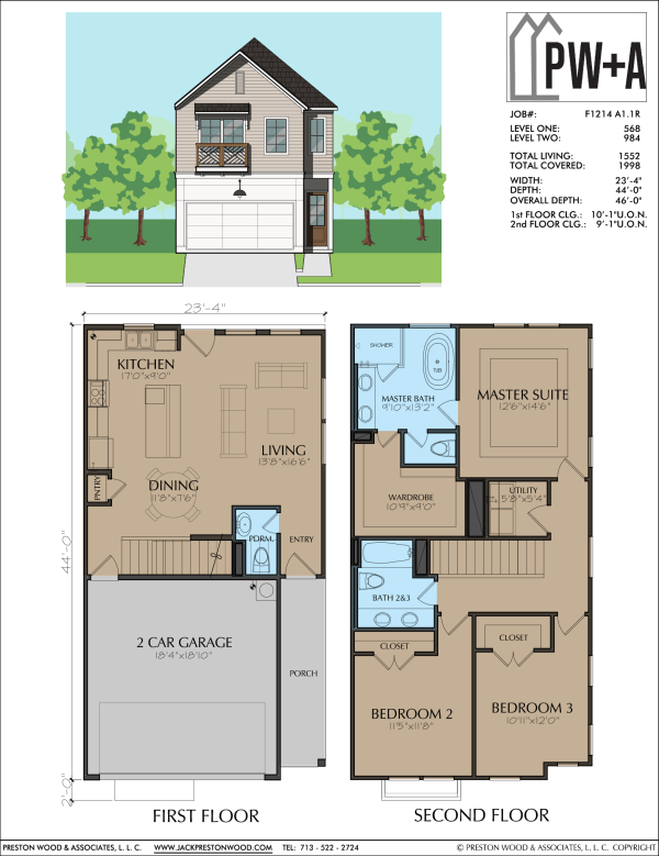 Two Story Townhome Plan F1214 A1.1