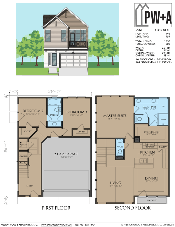Two Story Townhome Plan F1214 D1