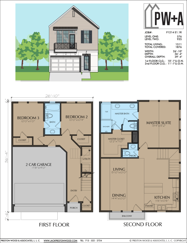 Two Story Townhome Plan F1214 E1.1