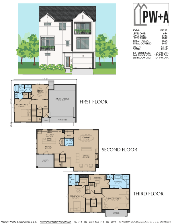 Three Story Townhome Plan F1222