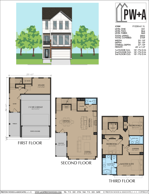 Three Story Townhome Plan F1228 A1.1