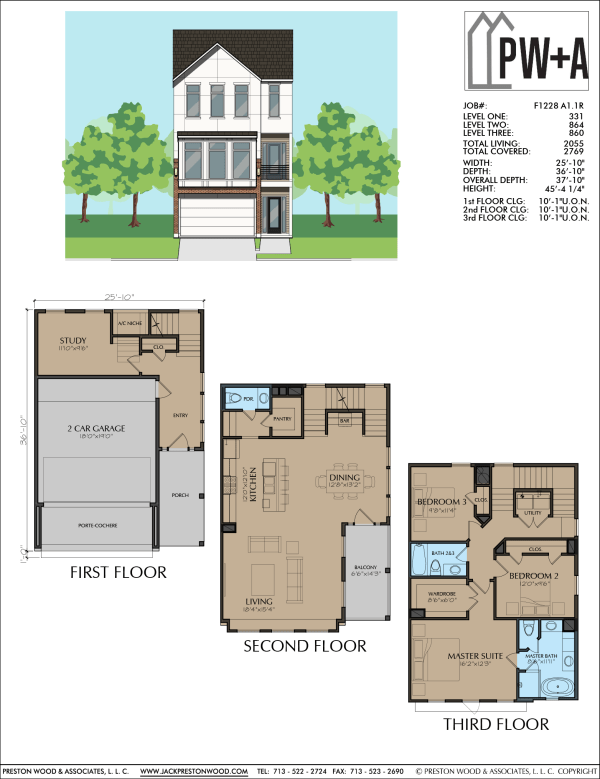 Three Story Townhome Plan F1228 A1.1