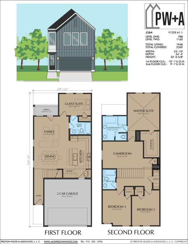 Two Story Townhome Plan F1229 A1