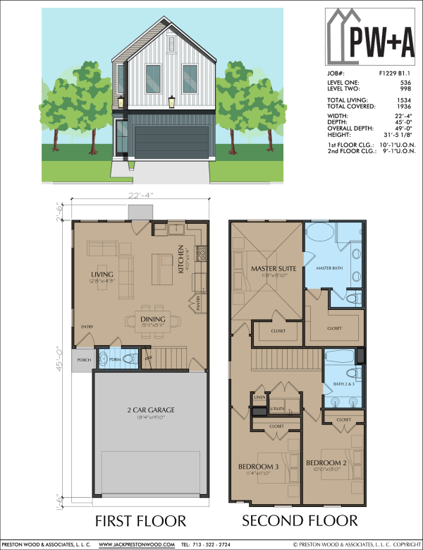 Two Story Townhome Plan F1229 B1.1