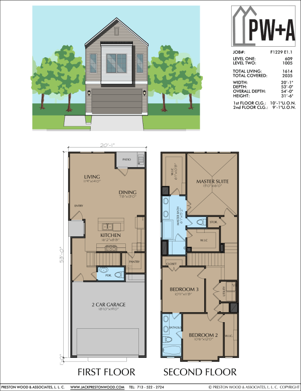 Two Story Townhome Plan F1229 E1