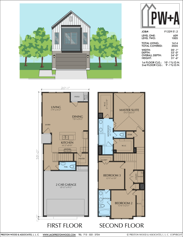 Two Story Townhome Plan F1229 E1