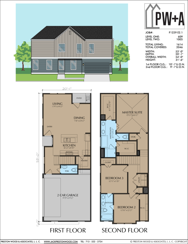 Two Story Townhome Plan F1229 E2.1