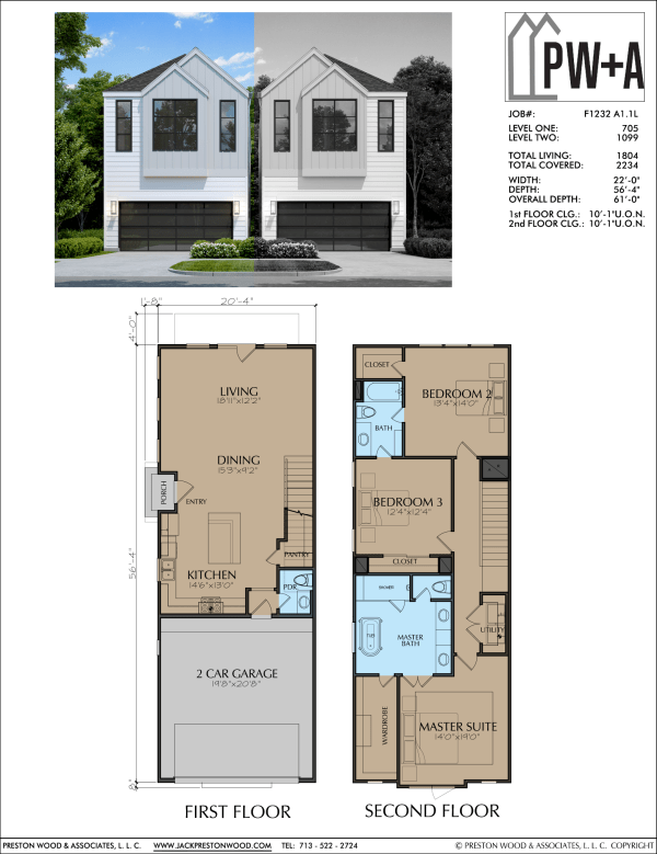 Two Story Townhome Plan F1232 A1.1