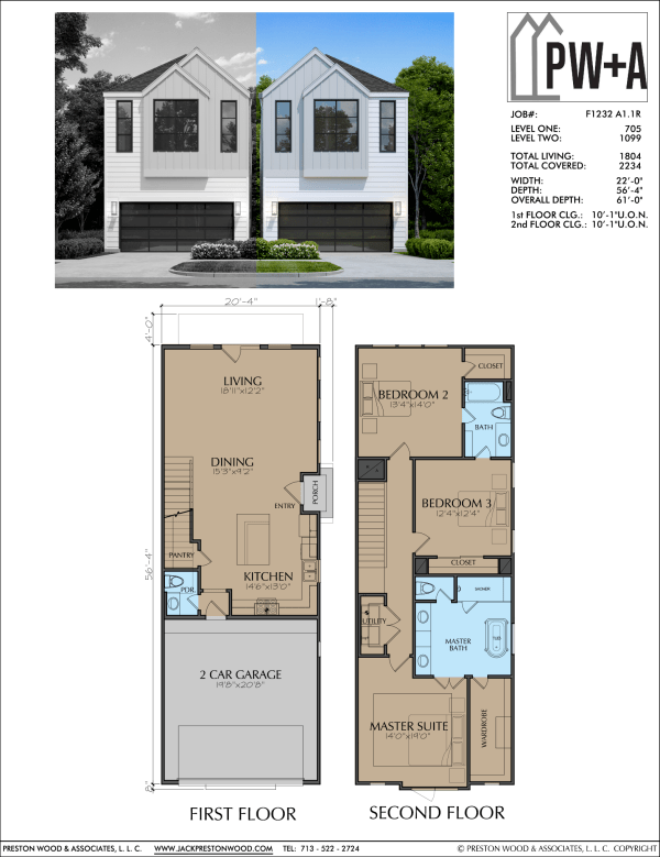Two Story Townhome Plan F1232 A1.1