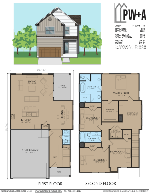 Two Story Townhome Plan F1239 B1.1
