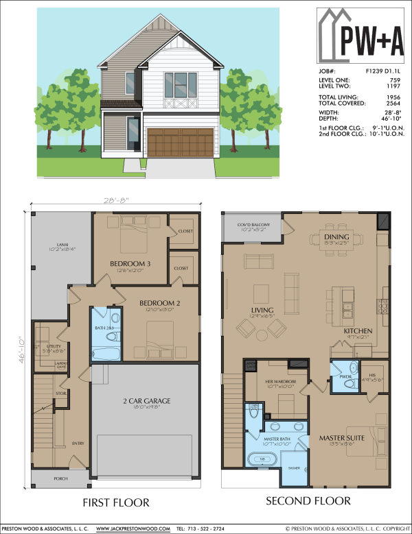 Two Story Townhome Plan F1239 D1.1