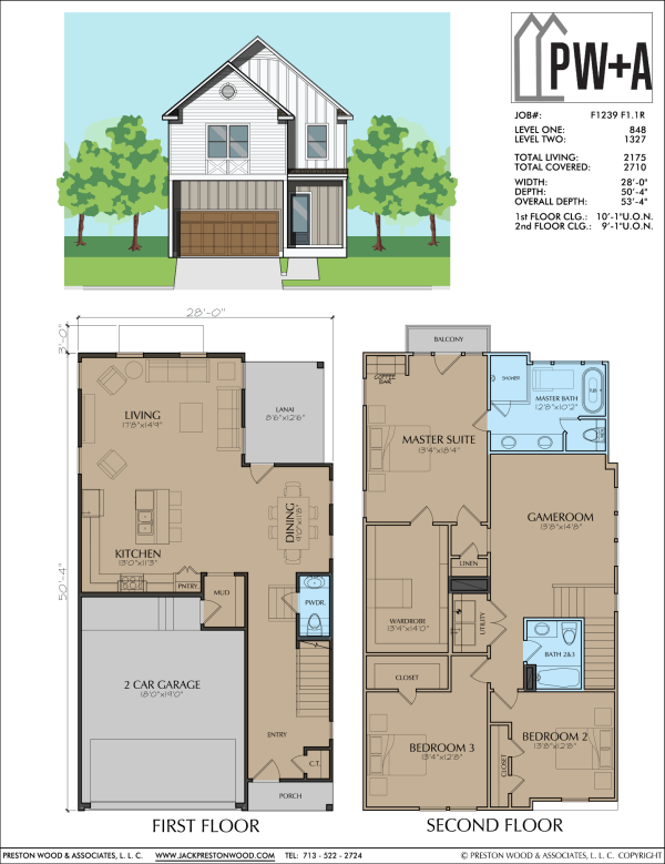 Two Story Townhome Plan F1239 F1