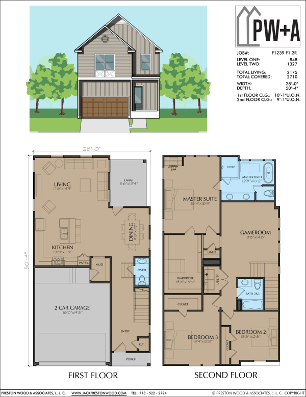 Two Story Townhome Plan F1239 F1