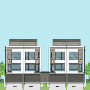 3 1/2 Story 4-plex Townhome Plan F1255 A1