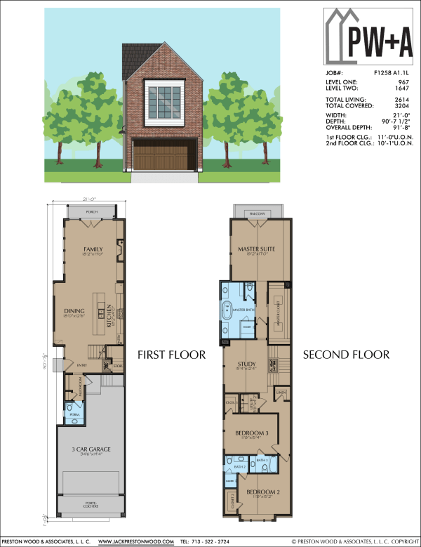 Two Story Townhome Plan F1258 A1.1