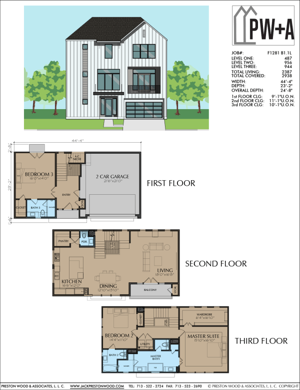 Three Story Townhome Plan F1281 B1