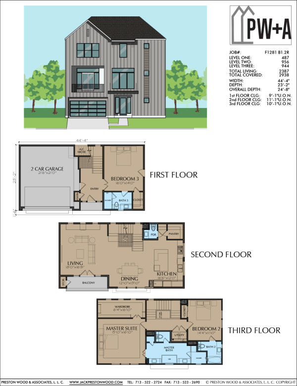 Three Story Townhome Plan F1281 B1