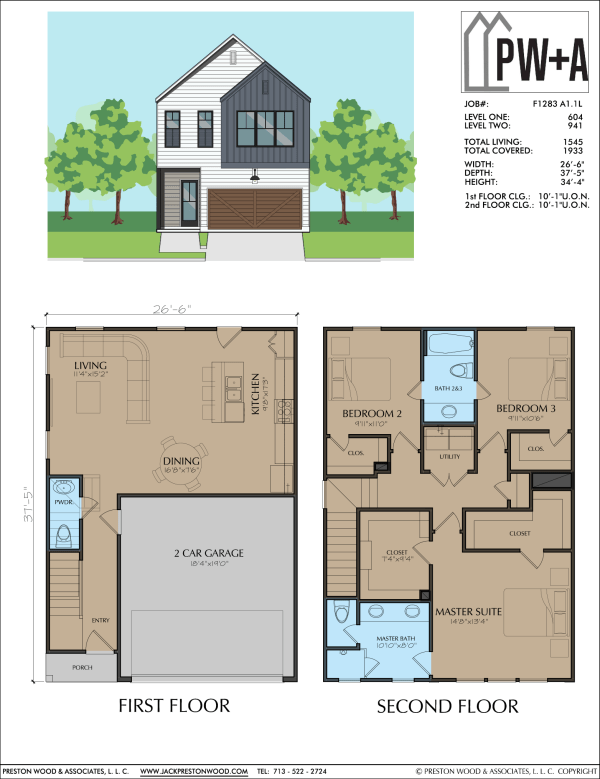 Two Story Townhome Plan F1283 A1.1