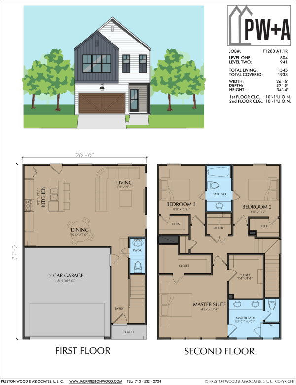 Two Story Townhome Plan F1283 A1.1