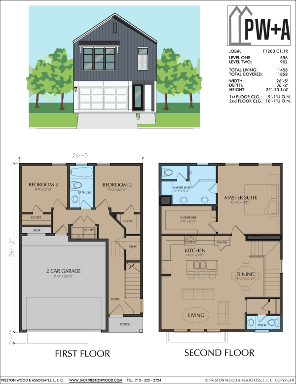 Two Story Townhome Plan F1283 C1.1