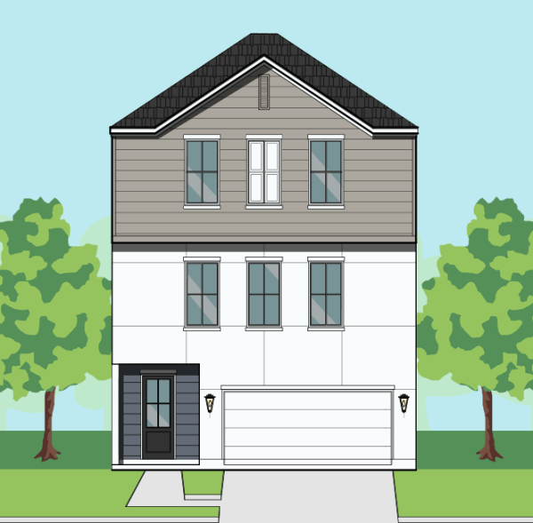 Three Story Townhome Plan F1283 D1
