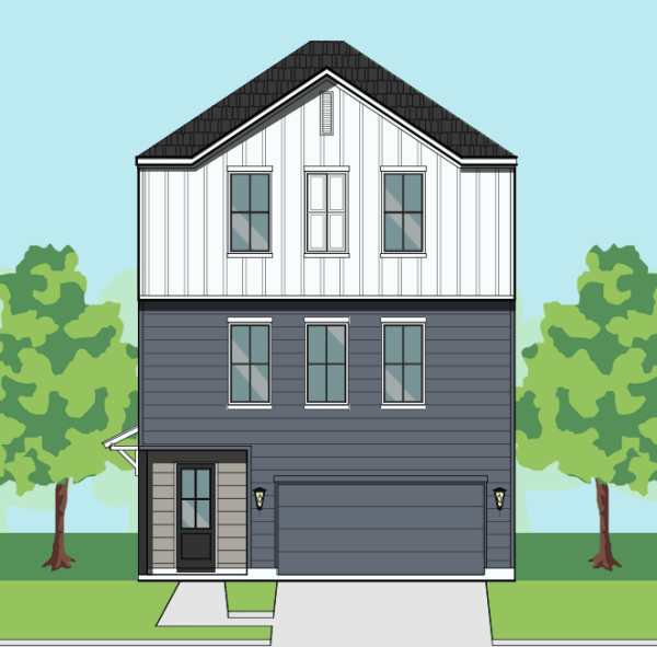 Three Story Townhome Plan F1283 D1