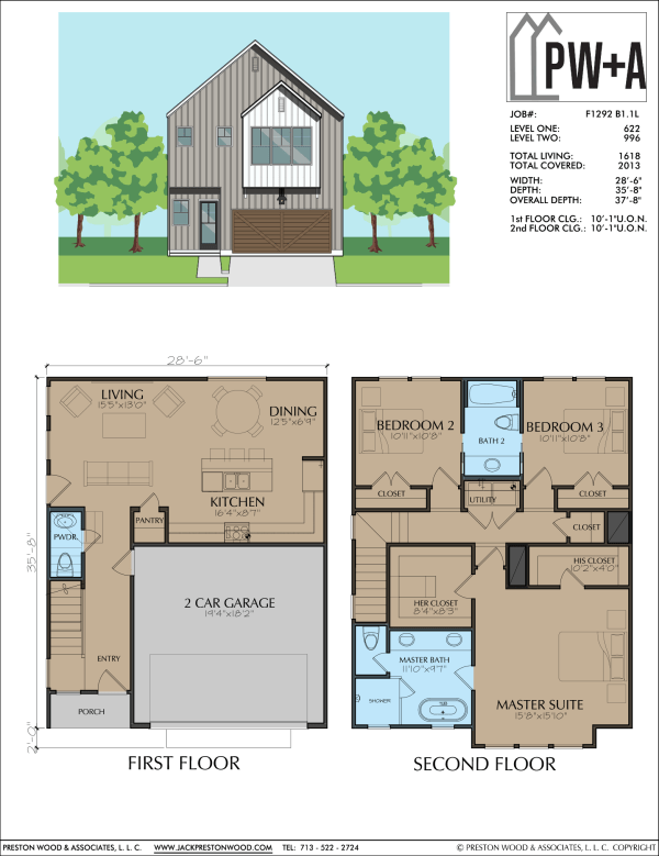 Two Story Townhome Plan F1292 B1.1