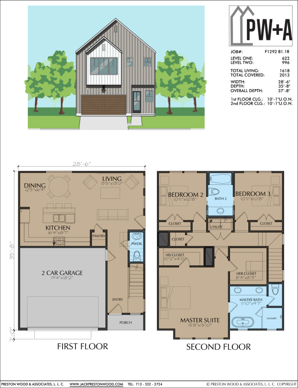Two Story Townhome Plan F1292 B1.1