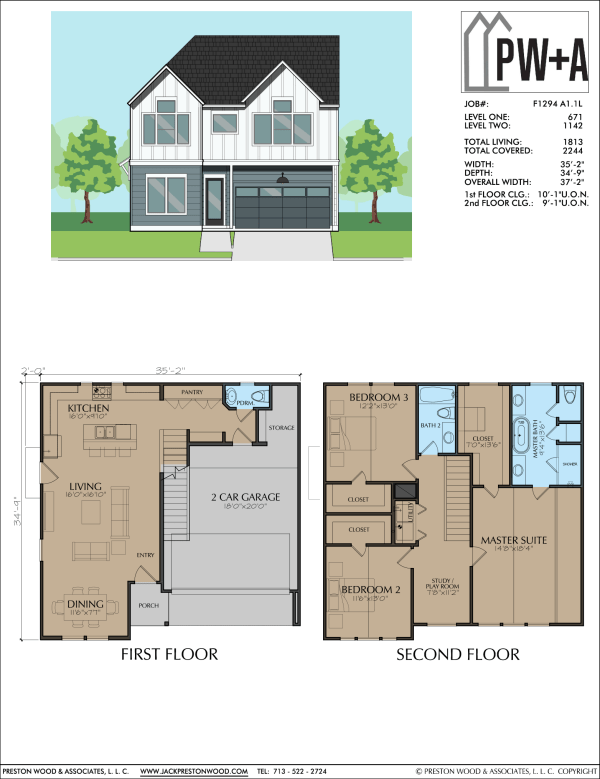 Two Story Townhome Plan F1294 A1.1