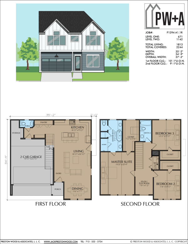 Two Story Townhome Plan F1294 A1.1