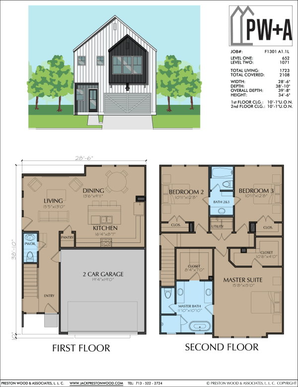 Two Story Townhome Plan F1301 A1.1