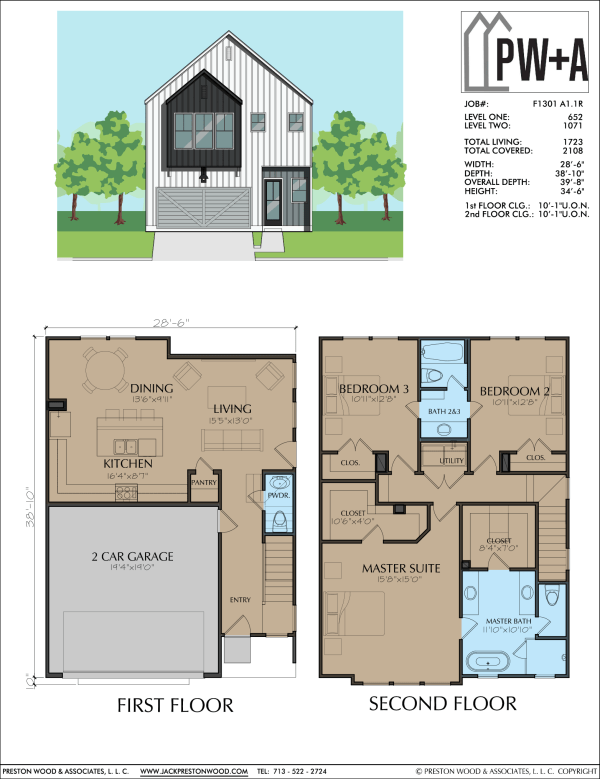 Two Story Townhome Plan F1301 A1.1