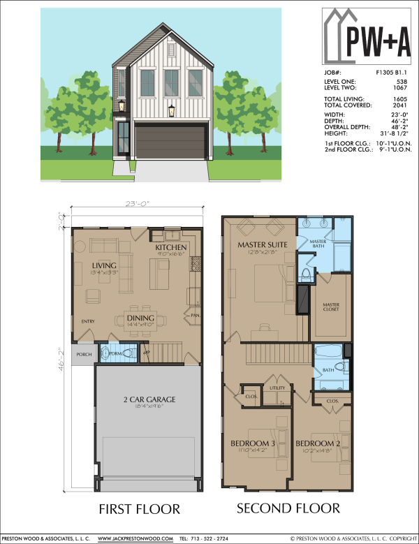 Two Story Townhome Plan F1305 B1