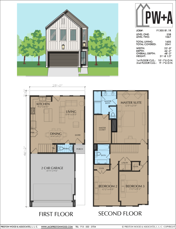 Two Story Townhome Plan F1305 B1