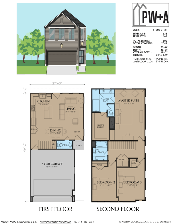 Two Story Townhome Plan F1305 B1