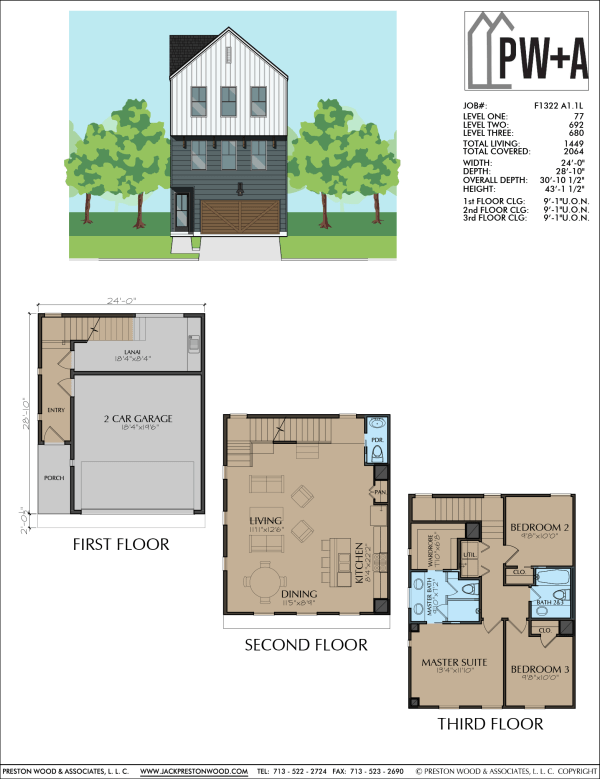 Three Story Townhome Plan F1322 A1