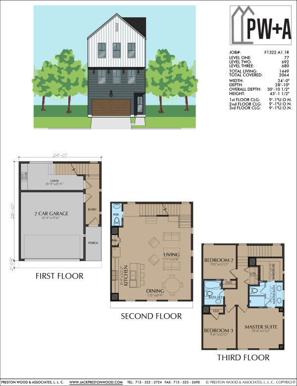 Three Story Townhome Plan F1322 A1