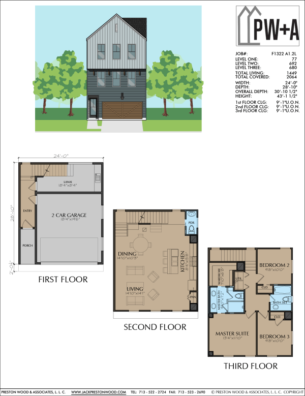 Three Story Townhome Plan F1322 A1