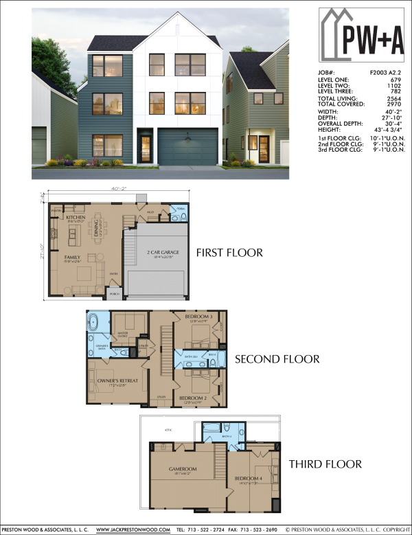 Three Story Townhome Plan F2003 A2.2