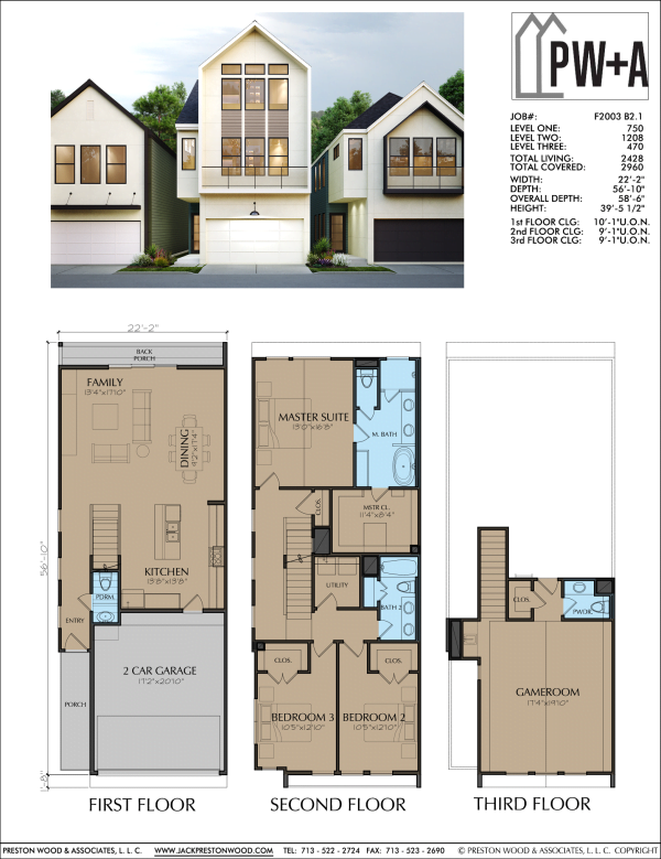 2 1/2 Story Townhome Plan F2003 B2.1