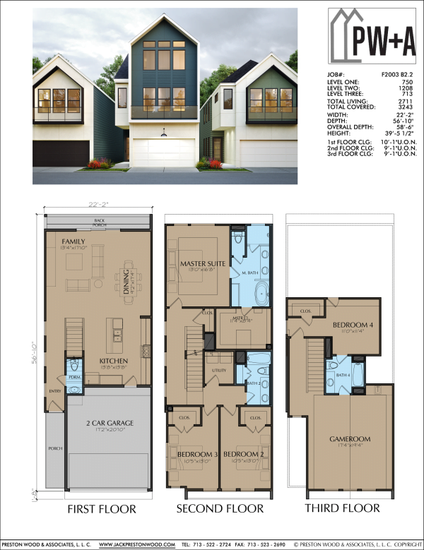 Three Story Townhome Plan F2003 B2.2