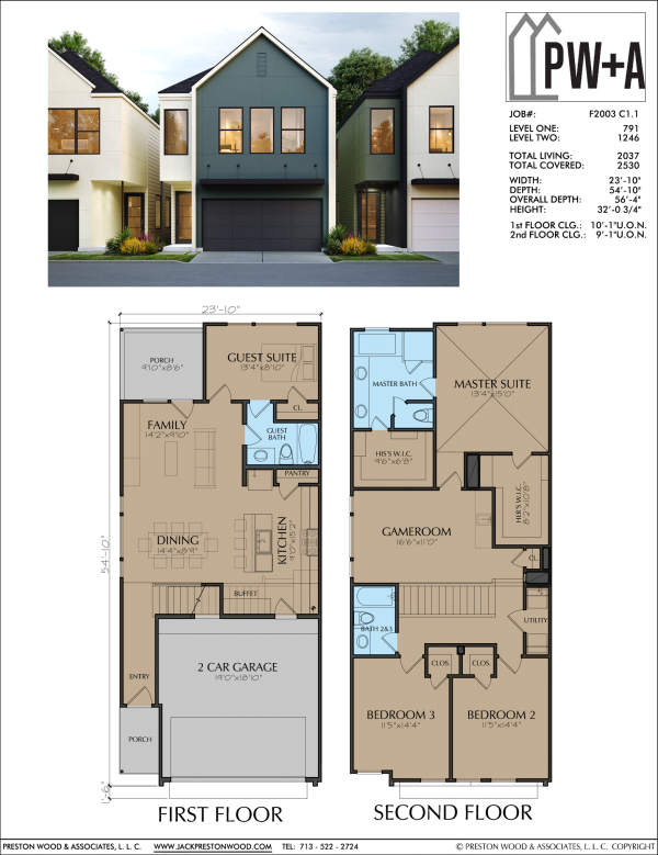Two Story Townhome Plan F2003 C1.1