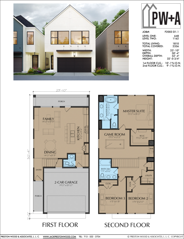 Two Story Townhome Plan F2003 D1.1