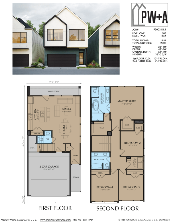 Two Story Townhome Plan F2003 E1.1