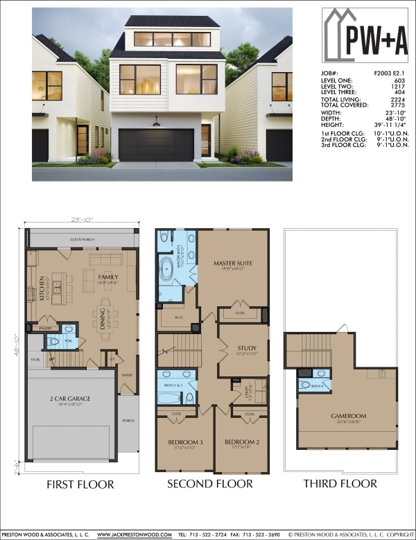 2 1/2 Story Townhome Plan F2003 E2.1