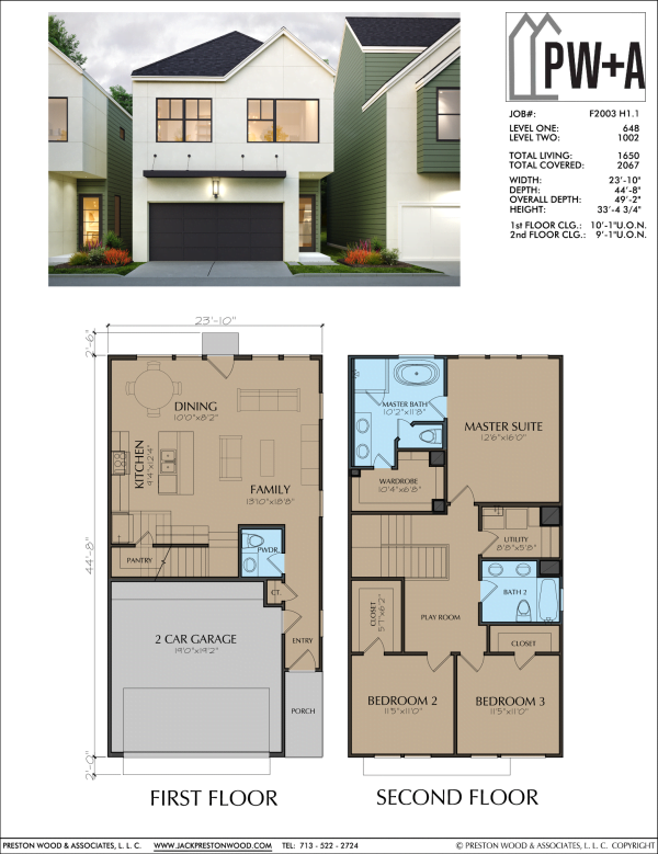 Two Story Townhome Plan F2003 H1.1