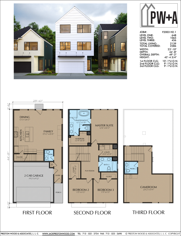 2 1/2 Story Townhome Plan F2003 H2.1