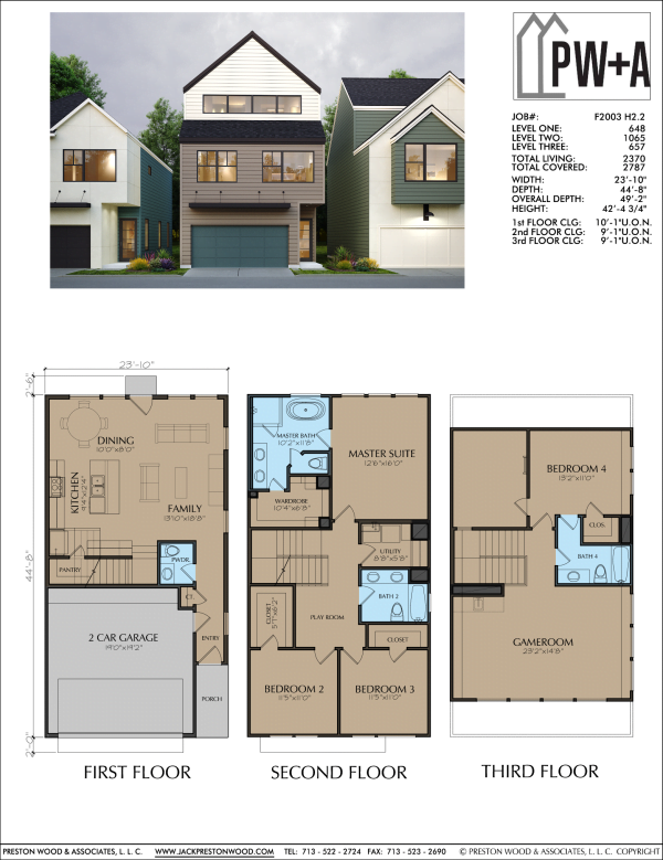 Three Story Townhome Plan F2003 H2.2