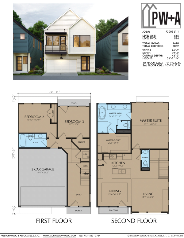 Two Story Townhome Plan F2003 J1.1